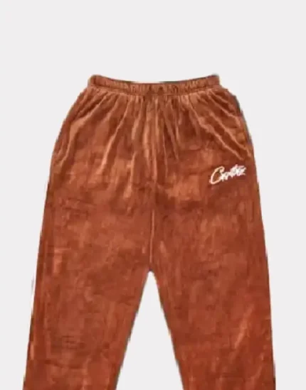 Corteiz Allstarz VVS Velour Sweatpants Brown