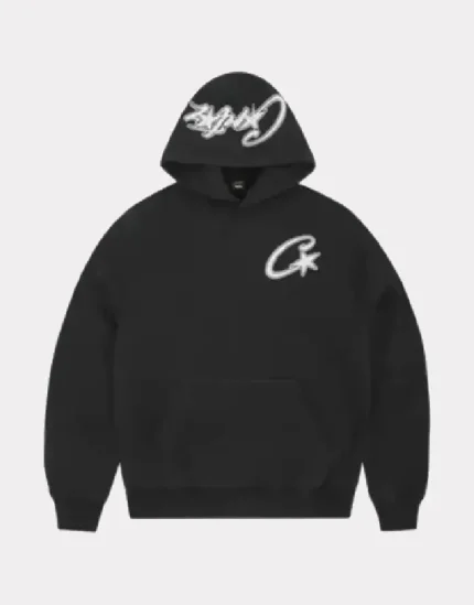 Corteiz Satin C Star Appliqué Hoodie Black