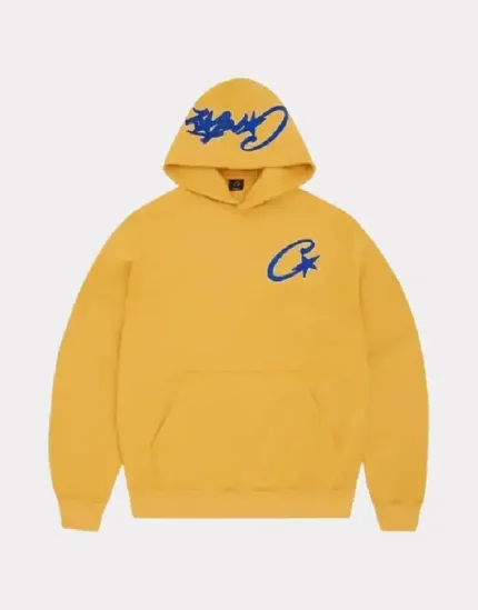 Corteiz Satin C Star Appliqué Hoodie Mustard