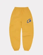 Corteiz Satin C Star Appliqué Sweatpants Mustard