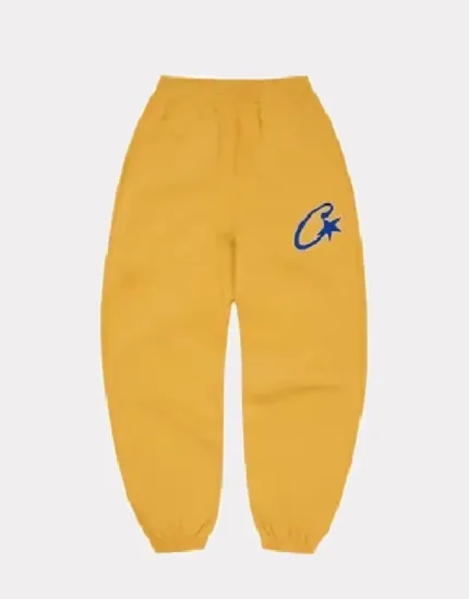 Corteiz Satin C Star Appliqué Sweatpants Mustard