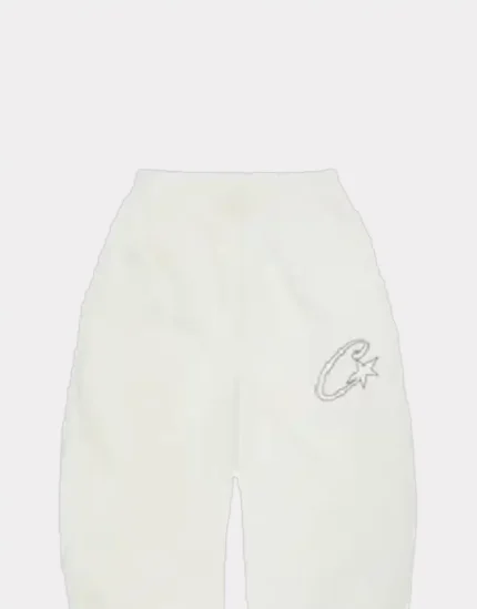 Corteiz Satin C Star Appliqué Swetpants Off White