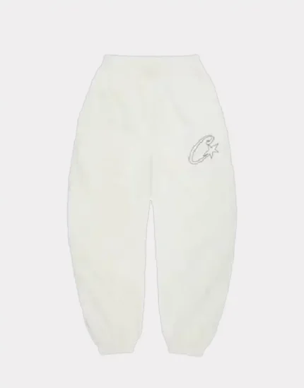 Corteiz Satin C Star Appliqué Swetpants Off White