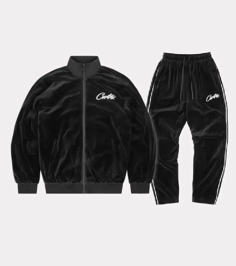 Corteiz VVS Velvet Tracksuit Black Corteiz VVS Velvet Tracksuit Black