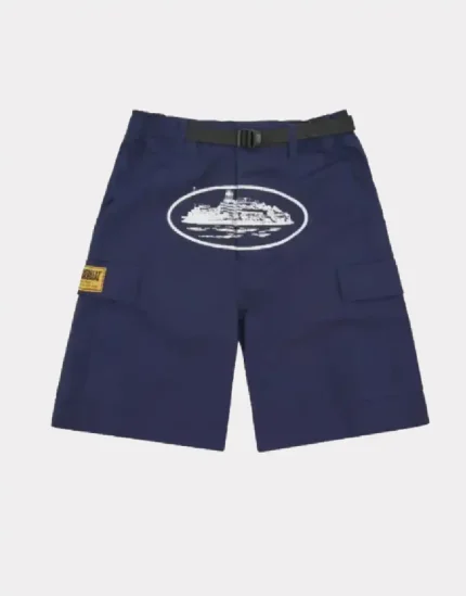Corteiz Alcatraz Cargo Shorts Navy Blue